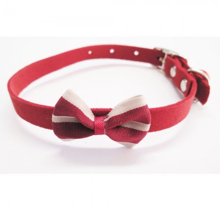 Collier de chat avec noeud en feutre rouge avec cloche