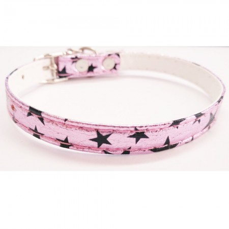 Kattenhalsband met roze sterren met belletje