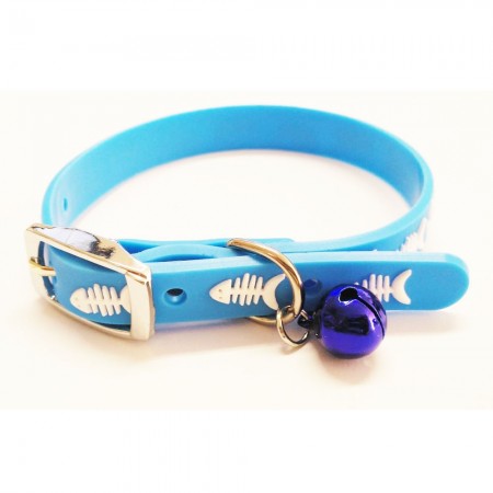 Hellblaues Silikon-Katzenhalsband mit Glocke