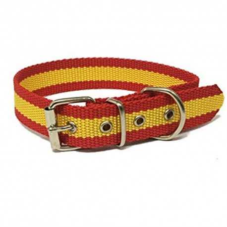 Collar de perro bandera de España de nailon con refuerzo en piel 45 cms