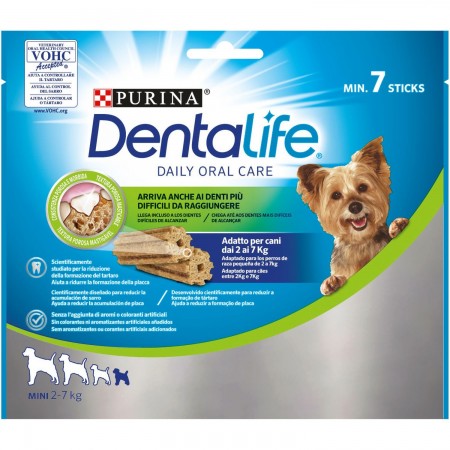 Purina Dentalife Extra MINI przysmak dentystyczny dla psa, 5 opakowań po 7 pałeczek, 5x69g