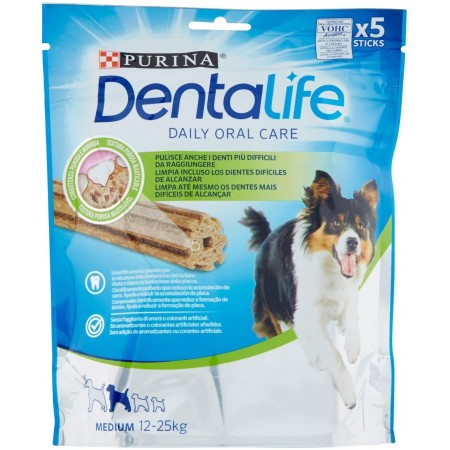 Purina Dentalife Zahnsnack für mittelgroße Hunde, 5 Packungen mit 5 Sticks, 5x115g
