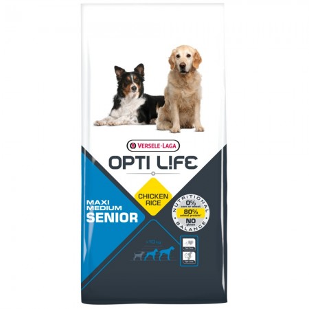 OPTI Life Senior Medium und Maxi Hundefutter mit Huhn und Reis 12,5 kg