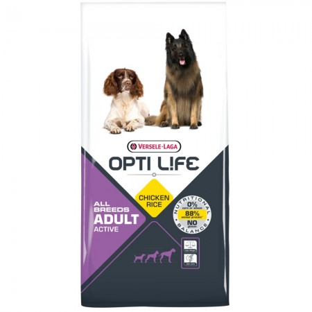 OPTI Life Adult Active Hundefutter mit Huhn und Reis 12,5 kg