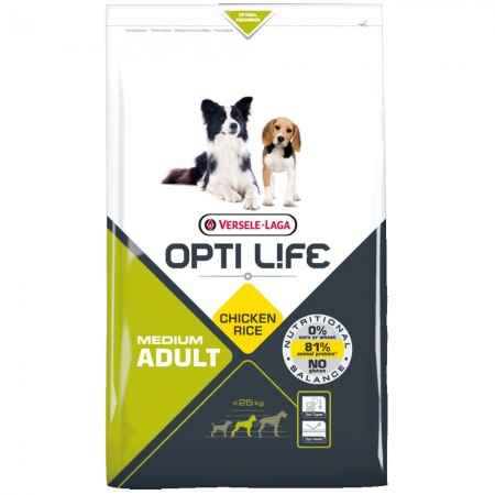 OPTI Life Adult Medium Hundefutter mit Huhn und Reis 12,5 kg