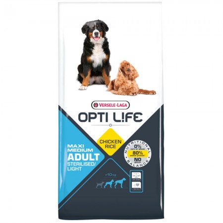 OPTI Life Adult Light Medium und Maxi Hundefutter mit Huhn und Reis 12,5 kg