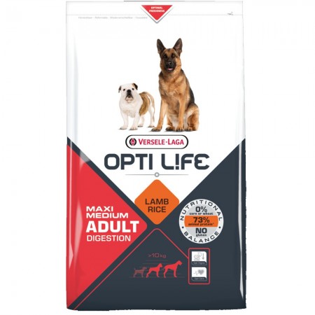 OPTI Life Adult Digestion Hundefutter mit Lamm und Reis 12,5 kg