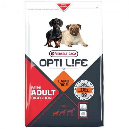 OPTI Life Adult Digestion Mini Hundefutter mit Lamm und Reis 7,5 kg
