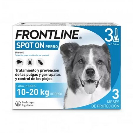 Pipetas anti-pulgas Frontline Spot On 3 uds. X 1,34 ml. para perros de 10-20 kgs.