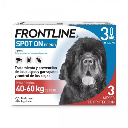 Pipetas anti-pulgas Frontline Spot On 3 uds. X 4,02 ml. para perros de 40-60 kgs.