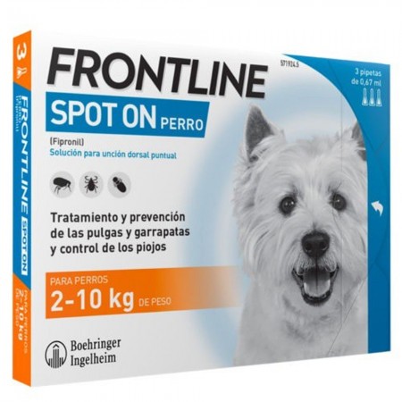 Anti-Floh-Pipetten Frontline Spot On 6 Einheiten. X 0,67 ml. für Hunde von 2-10 kg.