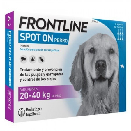 Anti-Floh-Pipetten Frontline Spot On 6 Einheiten. X 2,68 ml. für Hunde von 20-40 kg.