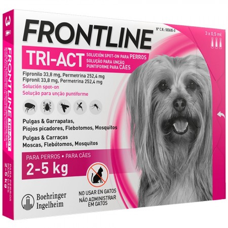Anti-Floh-Pipetten Frontline Tri-Act 3-tlg. X 0,5 ml. für Hunde von 2-5 kg.