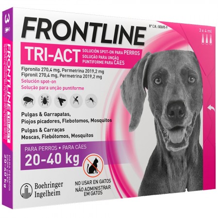 Anti-Floh-Pipetten Frontline Tri-Act 3-tlg. X 4ml. für Hunde von 20-40 kg.