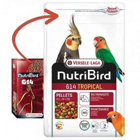Nutribird G14 Tropical - Alimento de mantenimiento para cotorras multicolor 1 kg