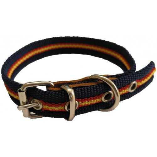 Collar de perro bandera de españa de algodon AZUL, Collar 25 cms