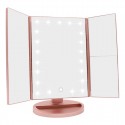 Espejo de Maquillaje con LED y Ampliación (x1 / x2 / x3) - Plegable y con Pantalla Táctil - Ideal para Hombres y Mujeres