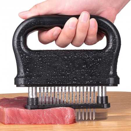 Vleesvermalser met 48 ultrascherpe roestvrijstalen naaldmessen voor biefstuk en rundvlees