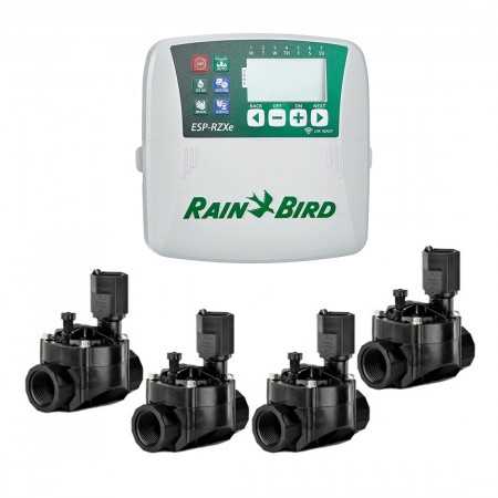 ESP RZXE4 Controlador interno + 4 válvulas solenóides 100HV 1 "24v Rain Bird