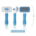 Cepillo Azul para mascotas de pelo largo y corto con sistema de clic para atrapar pelos
