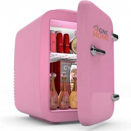 Mini Réfrigérateur 4L Rose pour Maquillage, Soins de la Peau et Voiture - Refroidissement et Chauffage