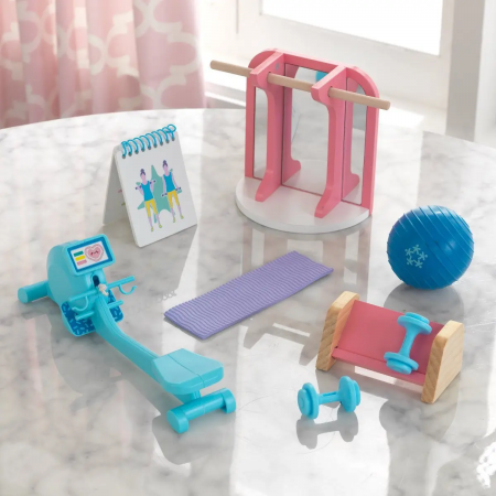 Paquete de accesorios para casa de muñecas: gimnasio en casa
