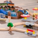 Juego de tren de montaña KidKraft con caja de almacenamiento, set de ferrocarril con rieles de madera para niños, niños 3+ años