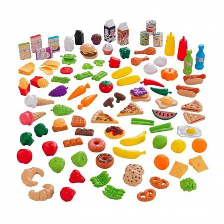 KidKraft Tasty Treats 115-teiliges Spielnahrungsset mit Obst, Gemüse und anderen Leckereien.