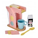 Cafetera de juguete KidKraft de madera pastel con cápsulas y accesorios de cocina para el café.