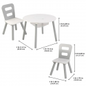 Juego de mesa redonda con almacenamiento y 2 sillas de madera, en color gris y blanco de KidKraft.