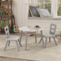 Juego de mesa redonda con almacenamiento y 2 sillas de madera, en color gris y blanco de KidKraft.