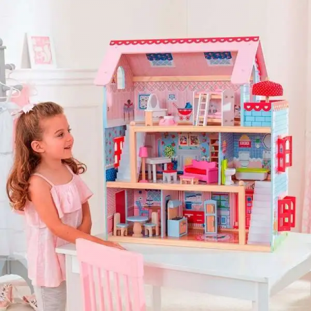 Casa de muñecas Chelsea en madera de kidKraft con muebles y accesorios para mini muñecas de 12 cm