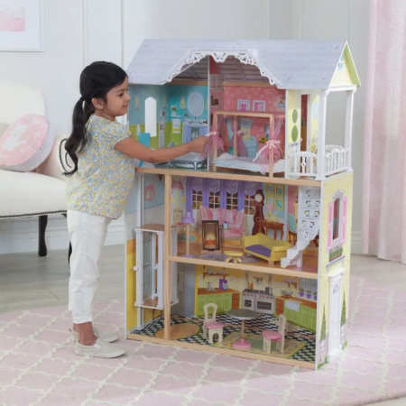 Casa de muñecas Kaylee en madera de Kidkraft, con muebles y accesorios incluidos, para muñecas de 30 cm.