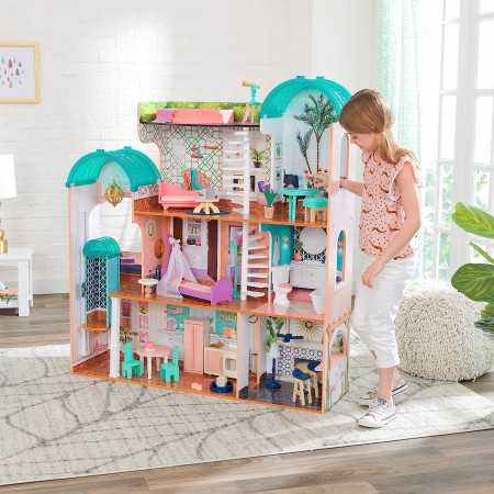Camila-Puppenhaus aus Kidkraft-Holz mit Möbeln und Zubehör für 30-cm-Puppen