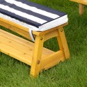 Mesa y bancos con sombrilla para exteriores - color avena y rayas blancas Kidkraft